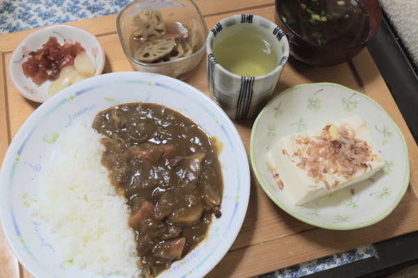 カレーライスと豆腐の一丁食い