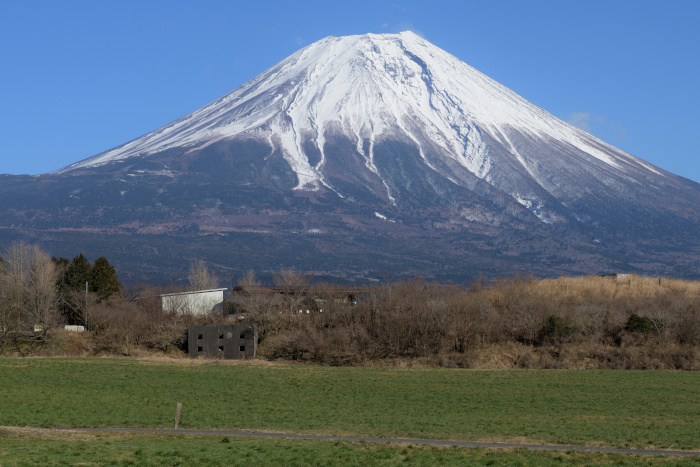 甲府からの帰路、朝霧高原で富士山を撮る