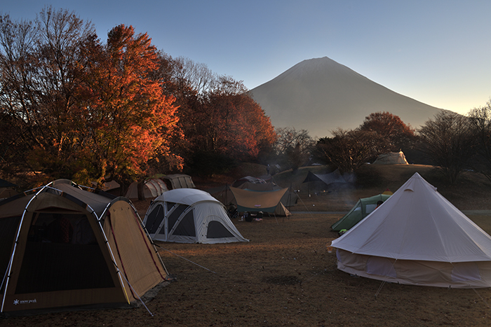 キャンプ場の朝