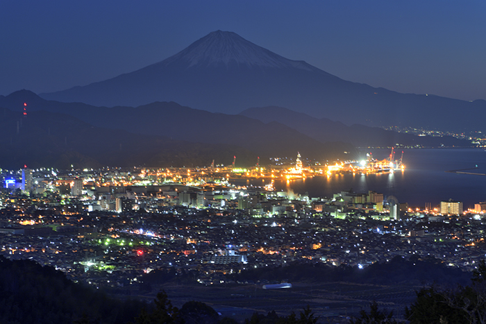 富士山と清水港夜景