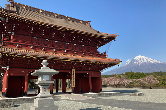 大石寺三門と富士山