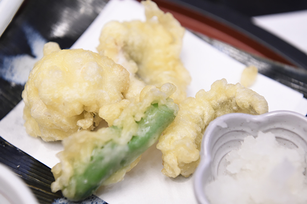アマゴ定食、穴子の天ぷら
