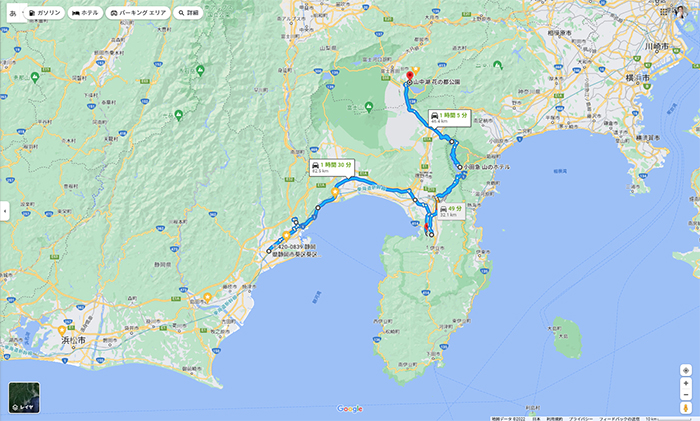 自宅から伊豆長岡、箱根経由で160kmです