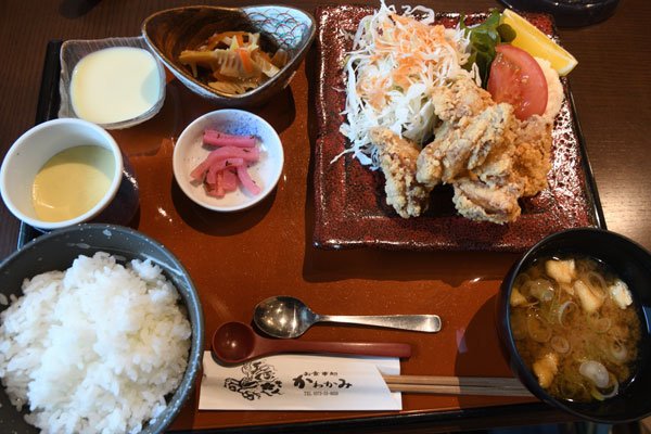 岐阜県明智のロマン亭で唐揚げを食べる