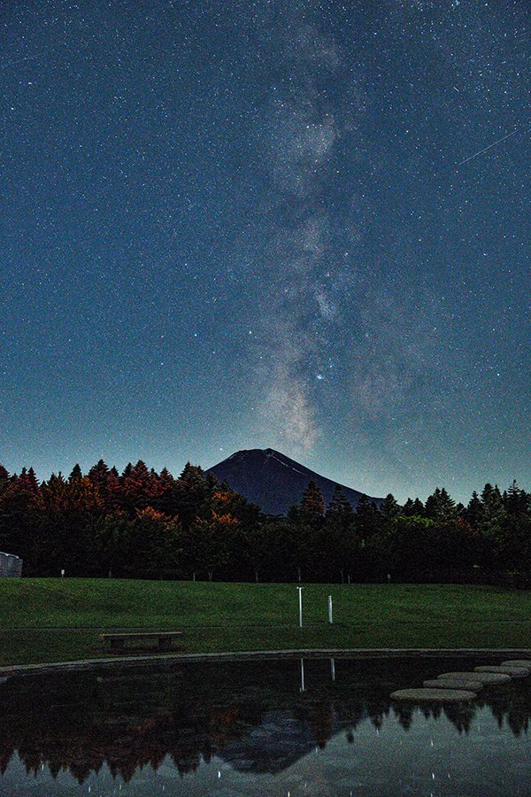 流星と、富士山山頂から立ち上がる天の川II