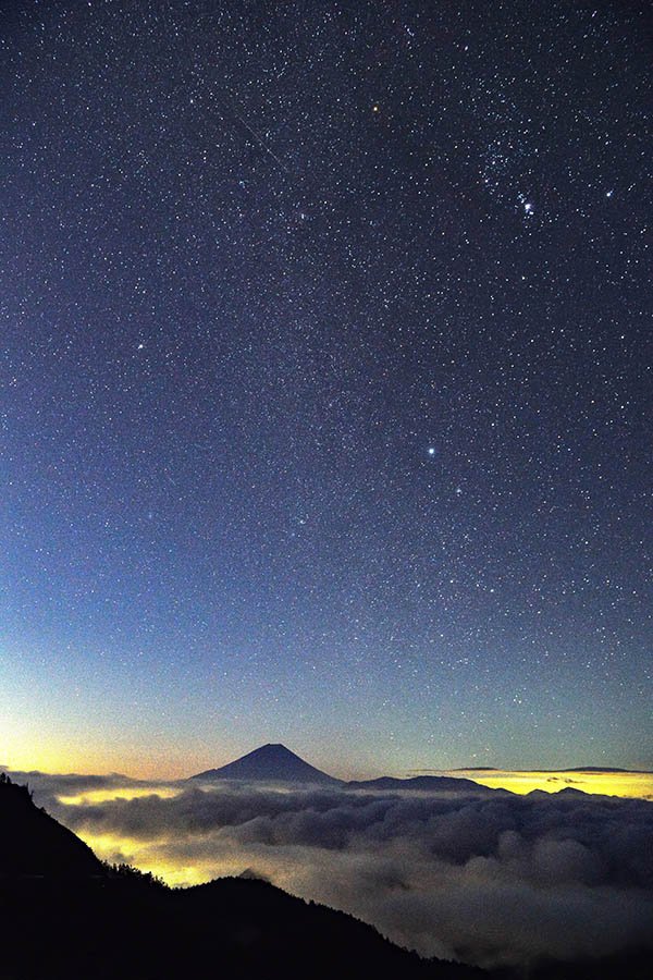 天の川、オリオン座、冬の大三角形