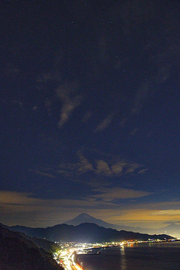 北斗七星と富士山夜景