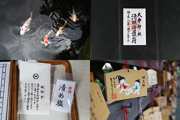 湧水や川が流れる大井川神社