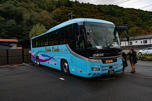 木曽路奈良井でバスに乗って帰路