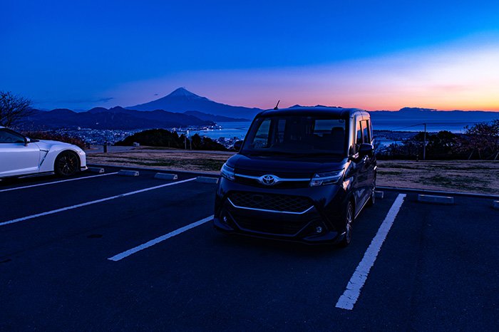 愛車と富士山、清水港