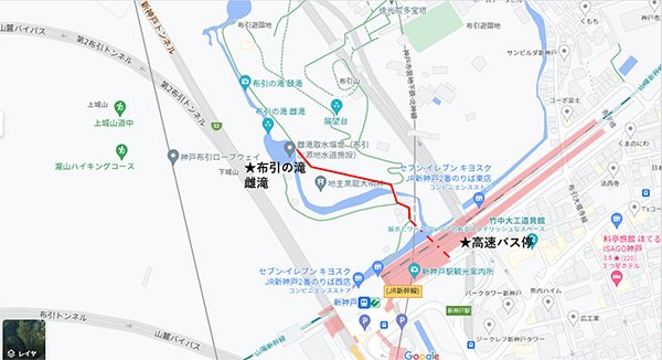 駅下の高架下をくぐって渓谷探訪