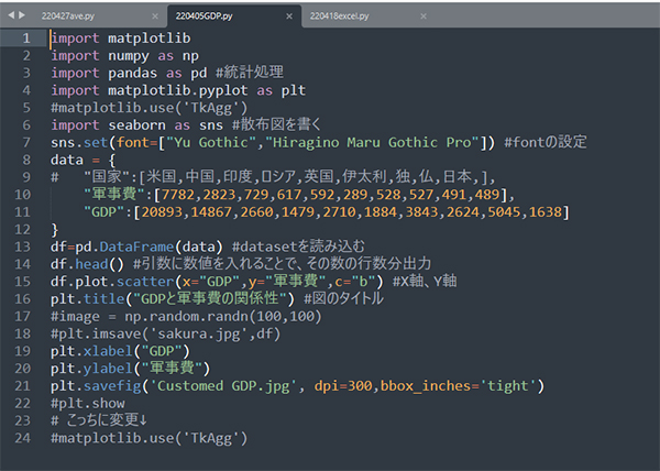 相関図作成のpythonプログラム